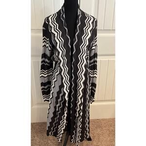 14th & Union Black & White Chevron Open Front Cardigan Sweater - Size L